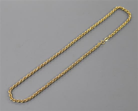 An 18ct gold rope-twist chain necklace, 15.5g, 48cm.